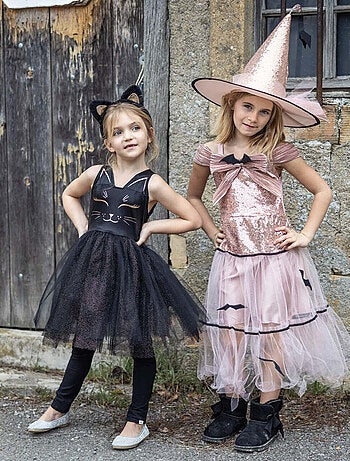 Déguisement enfant – Robe chat noir avec bandeau oreilles Great Pretenders