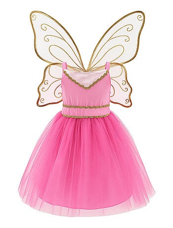 Déguisement enfant robe de fée Noa avec ailes dorées Labay