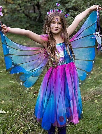 Déguisement enfant – Robe de fée papillon avec ailes et serre-tête Great Pretenders