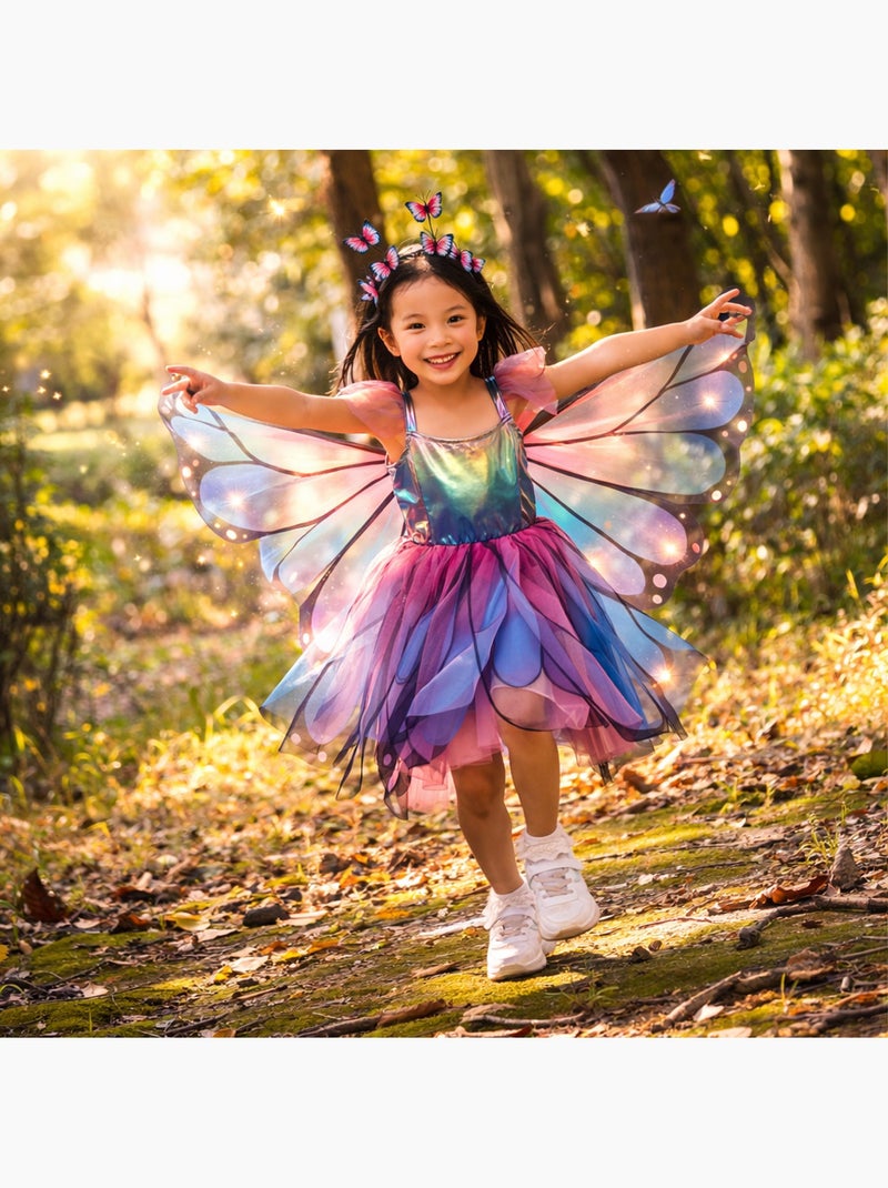Déguisement enfant – Robe de fée papillon avec ailes et serre-tête Great Pretenders Bleu - Kiabi