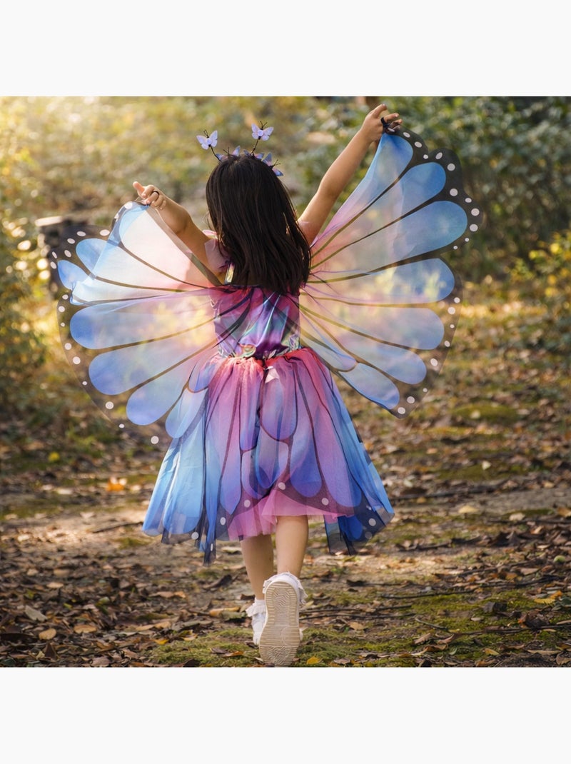 Déguisement enfant – Robe de fée papillon avec ailes et serre-tête Great Pretenders Bleu - Kiabi
