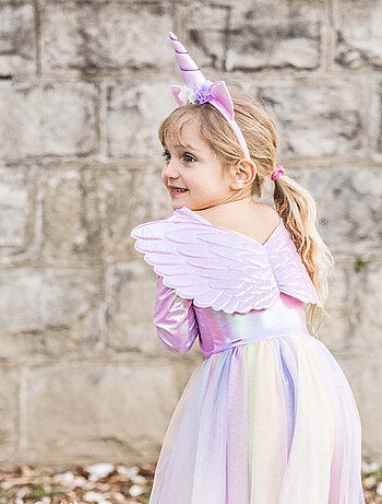 Déguisement enfant – Robe de princesse licorne avec ailes Great Pretenders