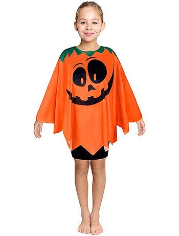 Déguisement ou poncho citrouille joyeuse (65 cm)