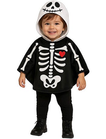 Déguisement ou poncho de squelette souriant pour bébé
