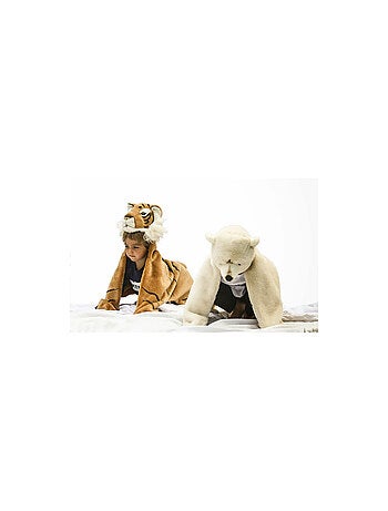 Déguisement peluche 3 en 1 ours blanc - plaid, déguisement et tapis