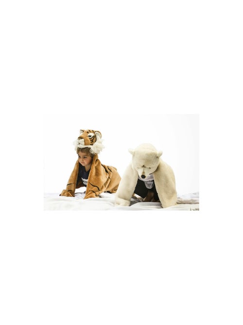 Déguisement peluche 3 en 1 ours blanc - plaid, déguisement et tapis - Kiabi