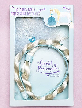 Déguisement serre-tête de la reine des glaces avec tresse Great Pretenders