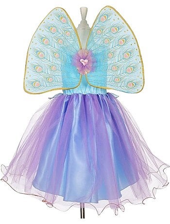 Deguisement tamara - robe + ailes de paon 8-10 ans - 128-140 cm