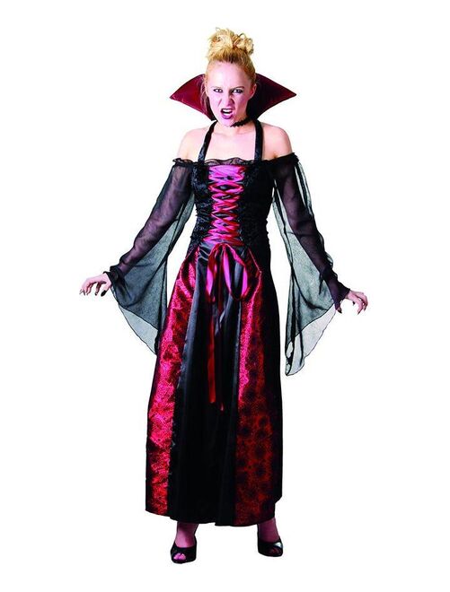 Déguisement Vampire rouge et noir Femme Halloween Luxe - Kiabi