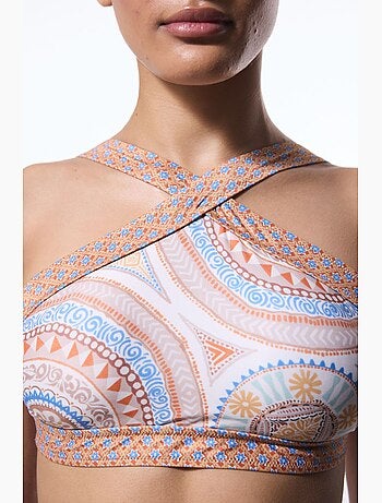 Della haut de bikini à motif ethnique et col halter penti
