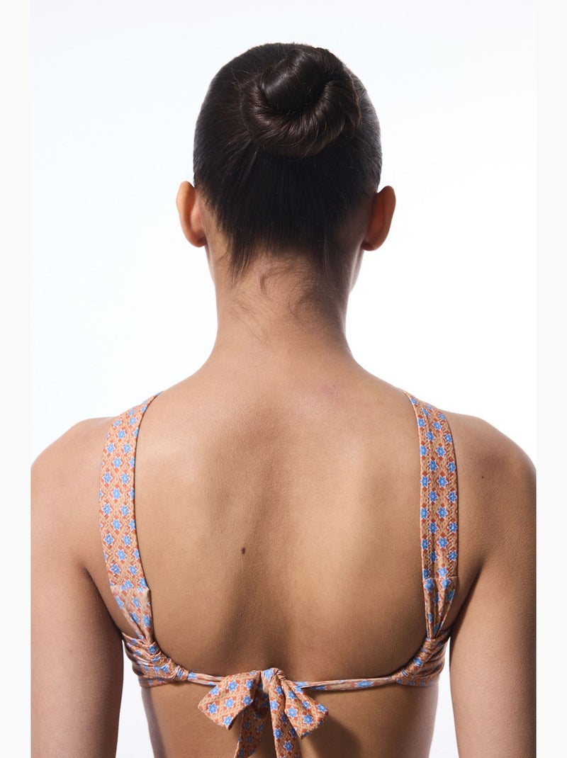 Della haut de bikini à motif ethnique et col halter penti Blanc Orange Bleu - Kiabi