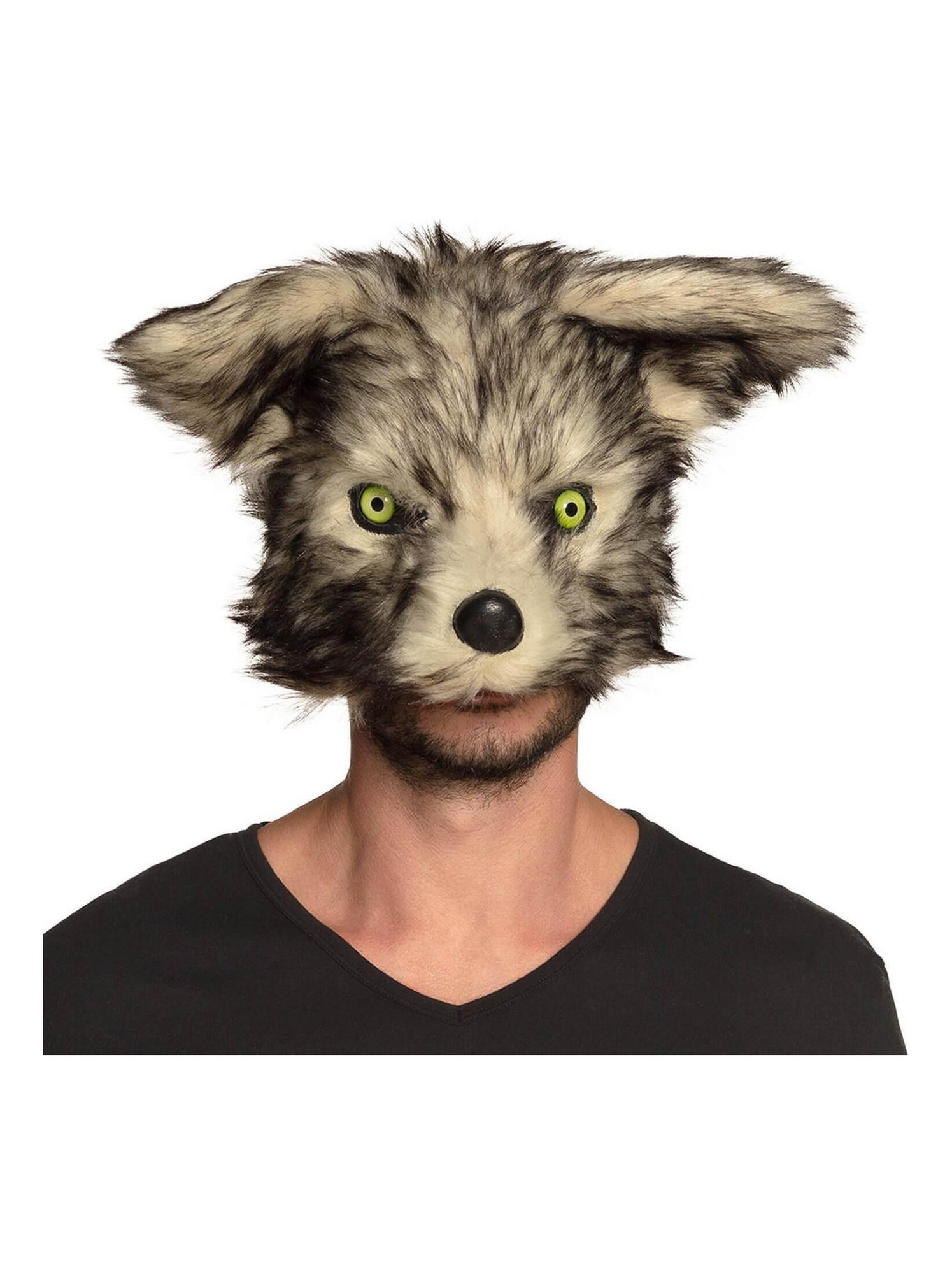 Masque Loup-garou Demi-visage En Latex - Marron Avec Fourrure - Accessoire Déguisement Halloween - 4