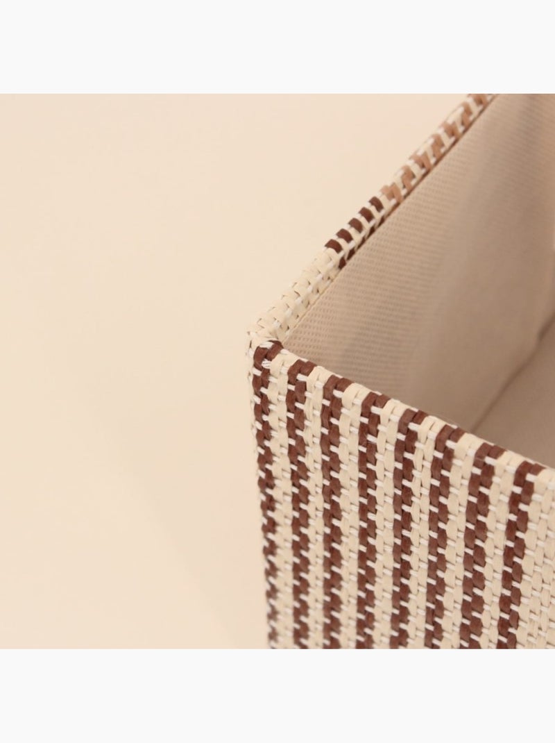 Demi panier cube en tissage papier 31x31x15cm Beige - Kiabi