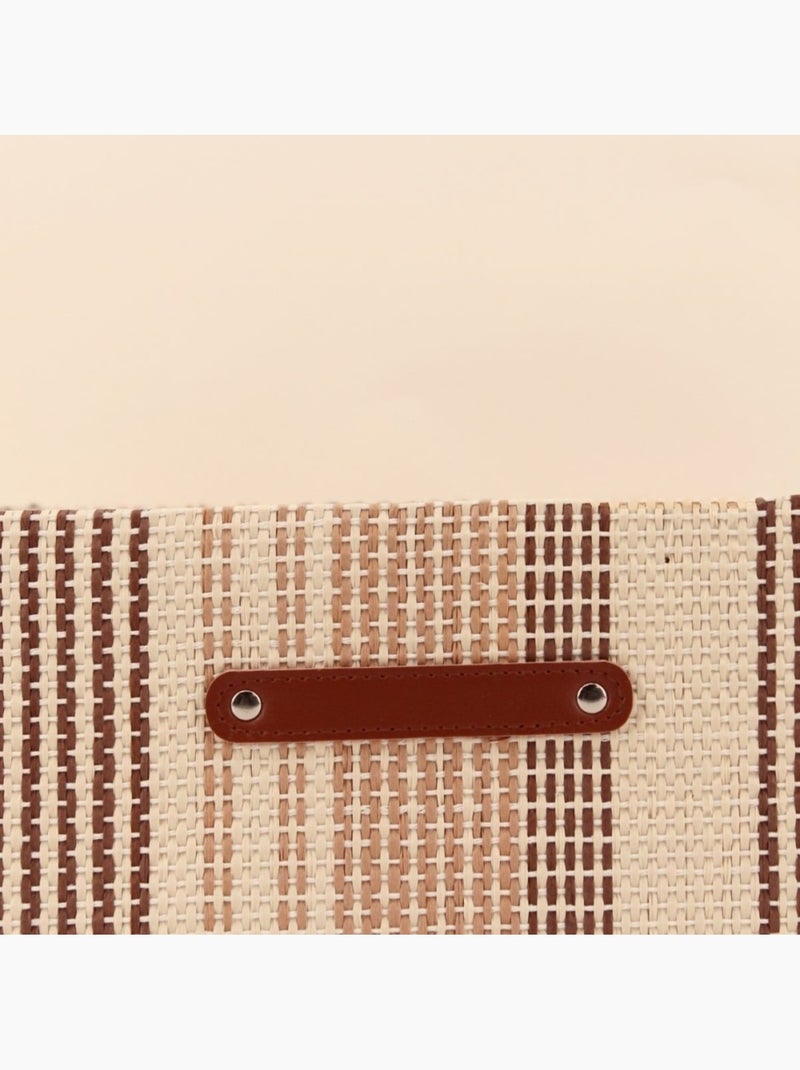 Demi panier cube en tissage papier 31x31x15cm Beige - Kiabi