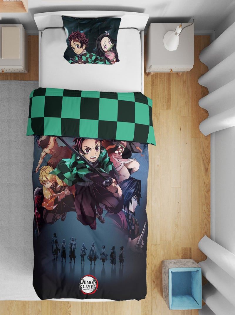 Demon Slayer, Parure de Lit Enfant Imprimée Réversible, KIMETSU Bleu - Kiabi