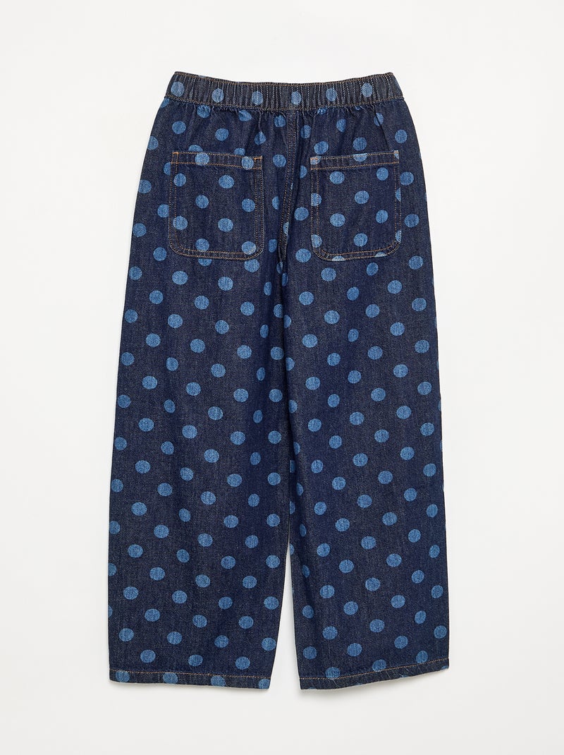 Denim forme barrel imprimé 'pois' Bleu - Kiabi
