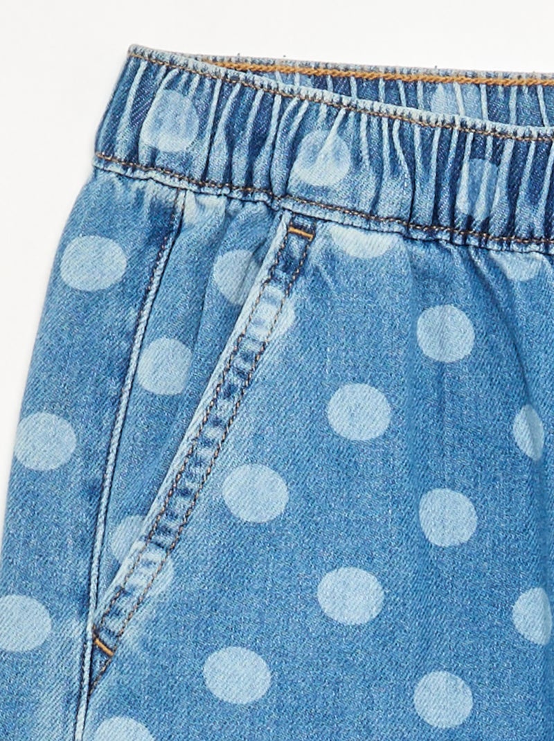 Denim forme barrel imprimé 'pois' Bleu - Kiabi