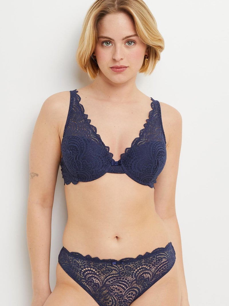Dentelle soutien-gorge ampli foulard Bleu marine - Kiabi