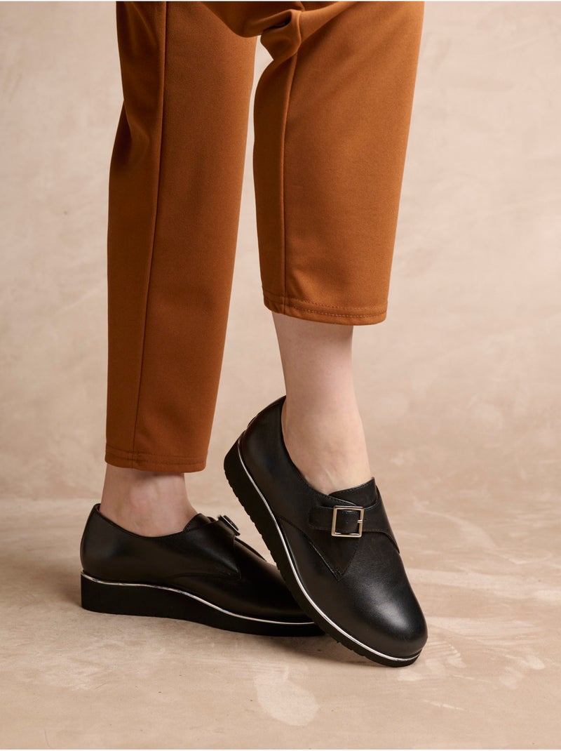 Derbies à boucle tout cuir - PEDICONFORT Noir Noir - Kiabi