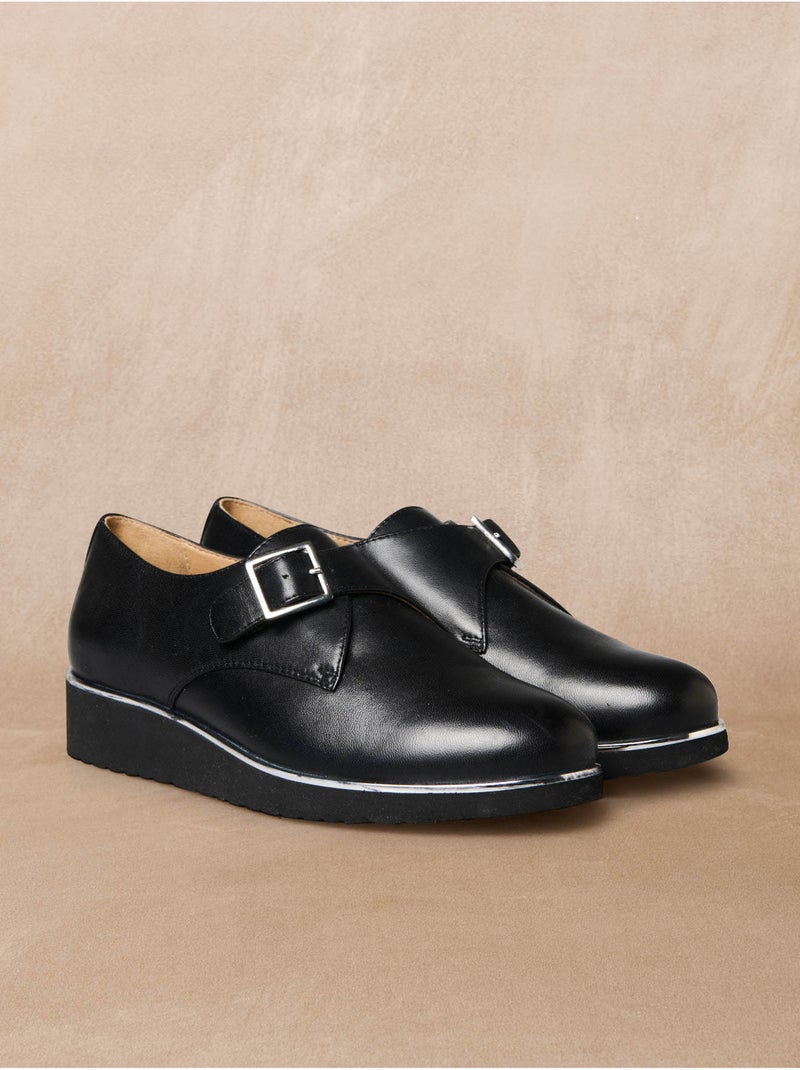 Derbies à boucle tout cuir - PEDICONFORT Noir Noir - Kiabi