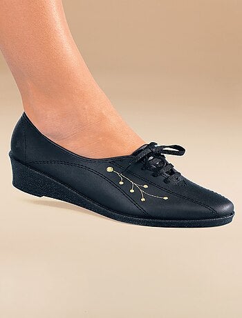 Derbies à lacets compensés en cuir brodé - Afibel
