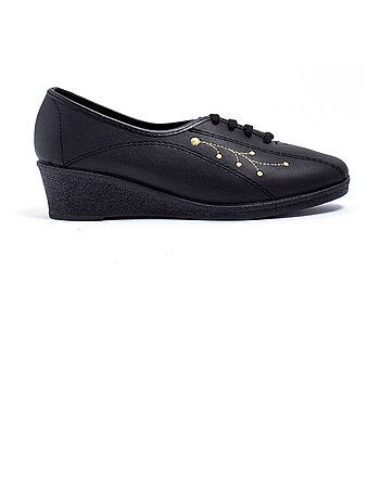 Derbies à lacets compensés en cuir brodé - Afibel