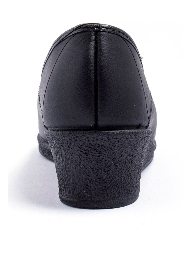 Derbies à lacets compensés en cuir brodé - Afibel Noir - Kiabi