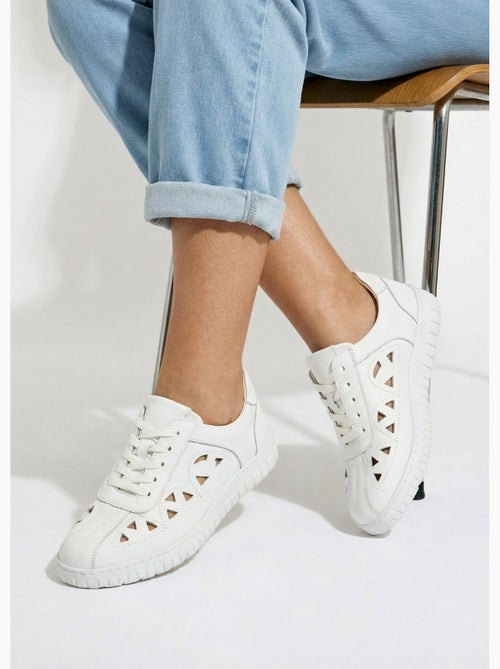 Derbies à lacets cuir largeur confort perforées - Afibel - Kiabi