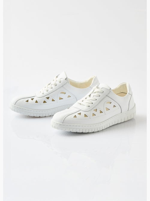 Derbies à lacets cuir largeur confort perforées - Afibel - Kiabi