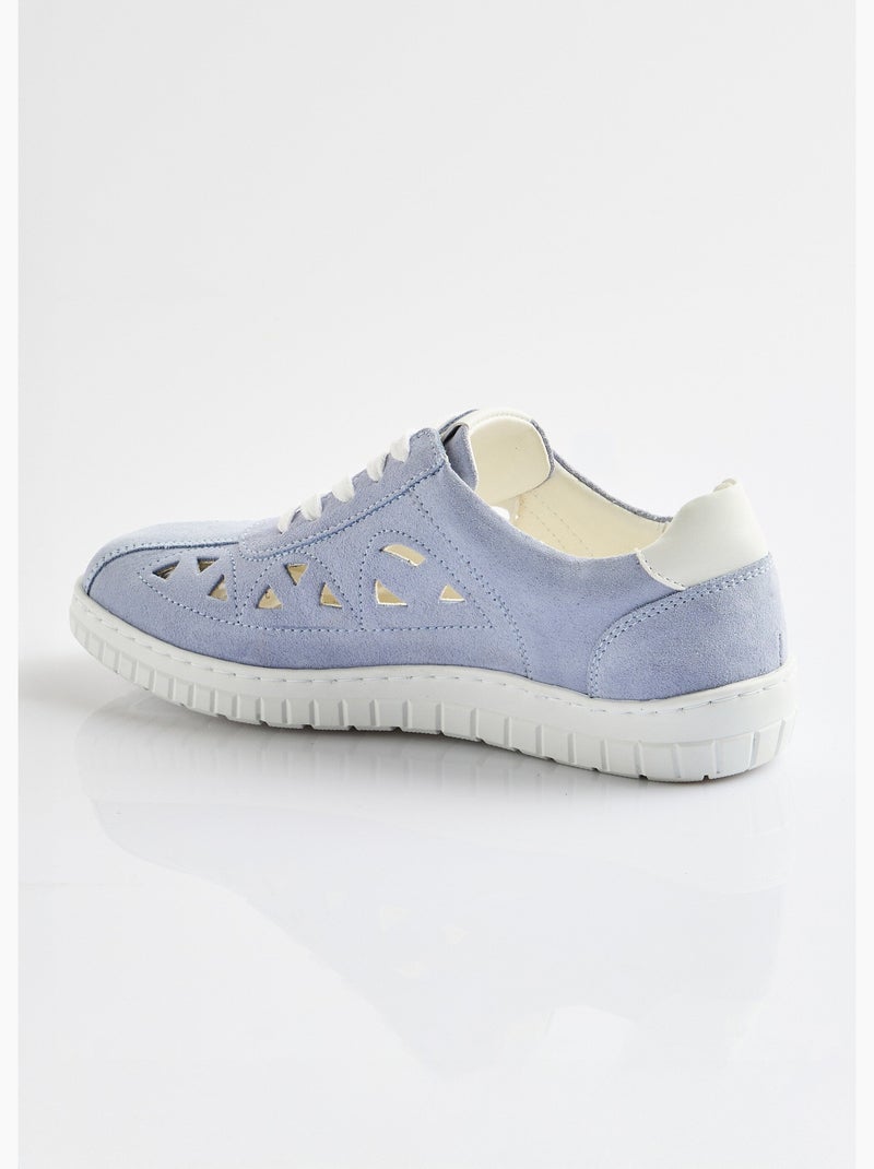 Derbies à lacets cuir largeur confort perforées - Afibel Bleu - Kiabi