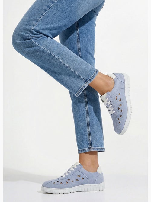 Derbies à lacets cuir largeur confort perforées - Afibel - Kiabi