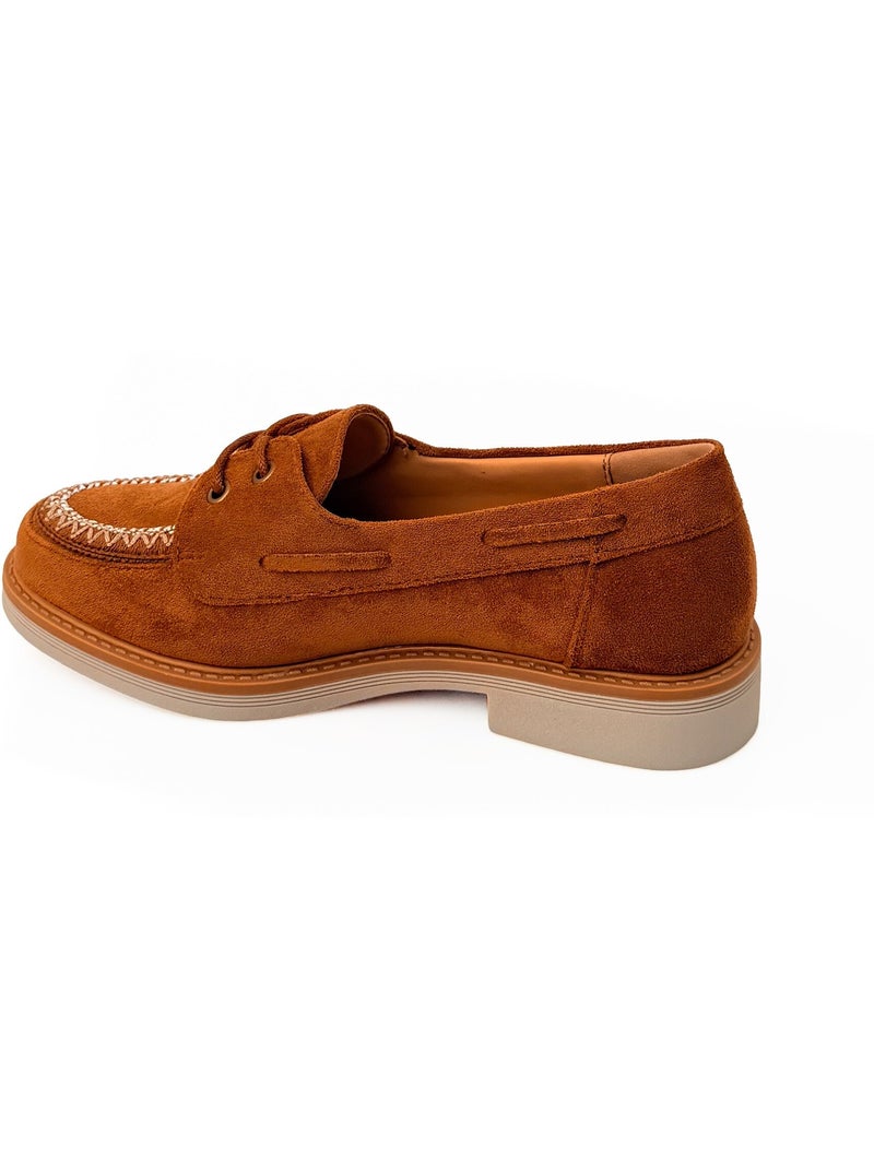 Derbies aspect suédine, détails brodés - AFIBEL Camel - Kiabi