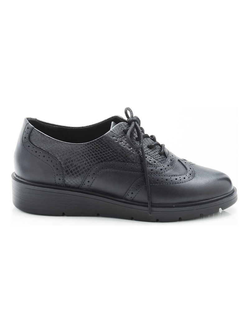 Derbies bout fleuri à lacets - damart Noir - Kiabi