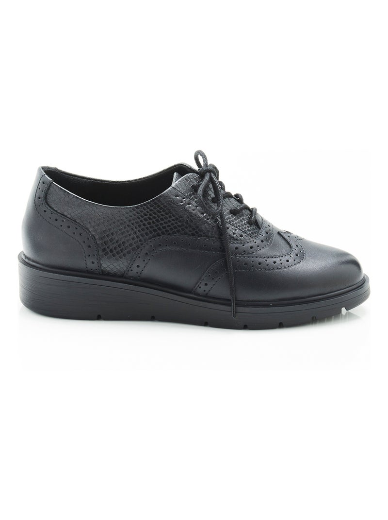 Derbies bout fleuri à lacets - damart Noir - Kiabi