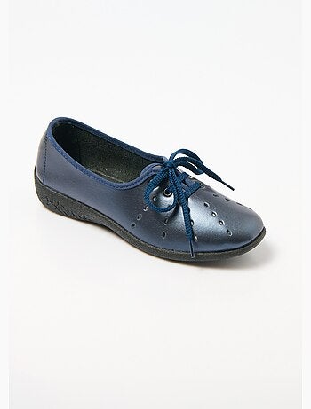 Derbies compensées à lacets cuir largeur confort - Afibel