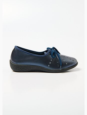 Derbies compensées à lacets cuir largeur confort - Afibel