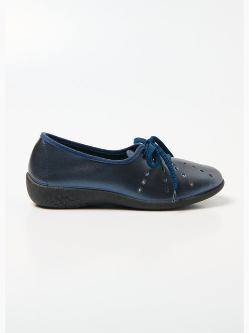 Derbies compensées à lacets cuir largeur confort - Afibel - Kiabi