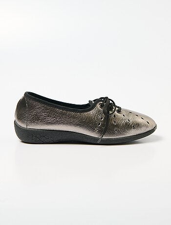 Derbies compensées à lacets cuir largeur confort