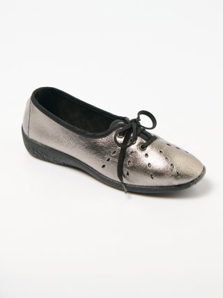 Derbies compensées à lacets cuir largeur confort
