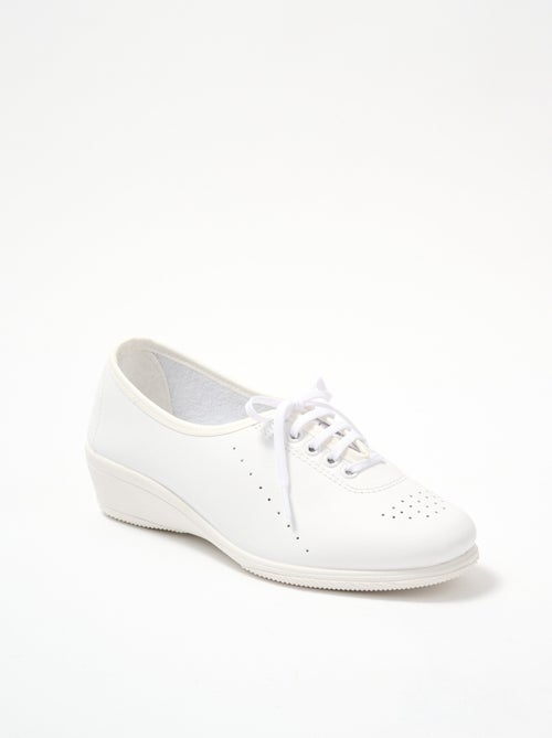 Derbies compensées grande largeur lacées cuir - Afibel - Kiabi