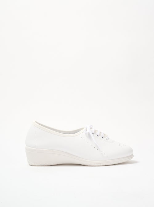 Derbies compensées grande largeur lacées cuir - Afibel - Kiabi