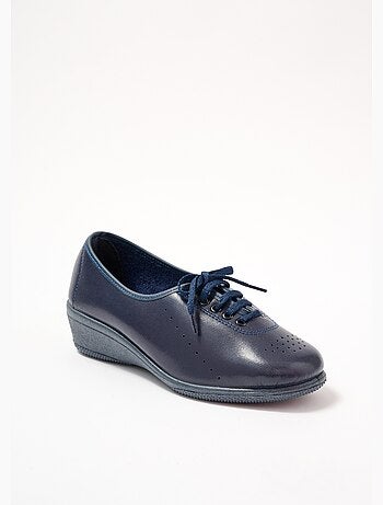 Derbies compensées grande largeur lacées cuir - Afibel