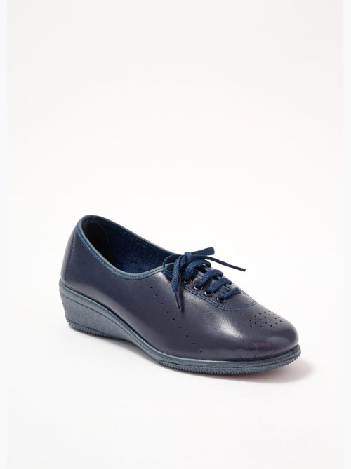 Derbies compensées grande largeur lacées cuir - Afibel - Kiabi