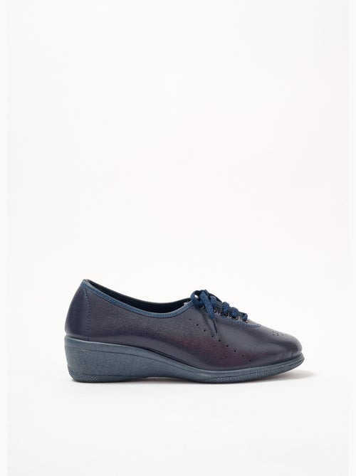 Derbies compensées grande largeur lacées cuir - Afibel - Kiabi