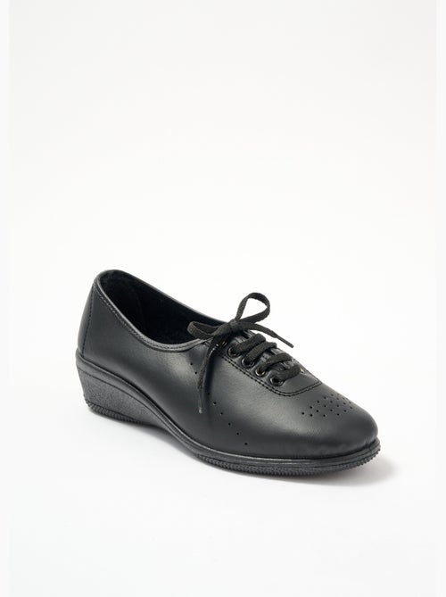 Derbies compensées grande largeur lacées cuir - Afibel - Kiabi