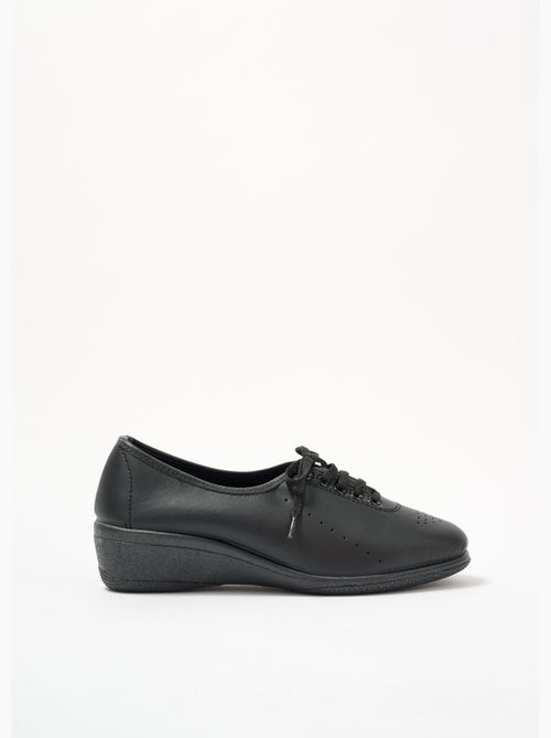 Derbies compensées grande largeur lacées cuir - Afibel - Kiabi