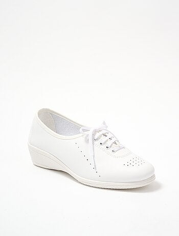 Derbies compensées grande largeur lacées cuir
