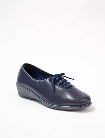 Derbies compensées grande largeur lacées cuir