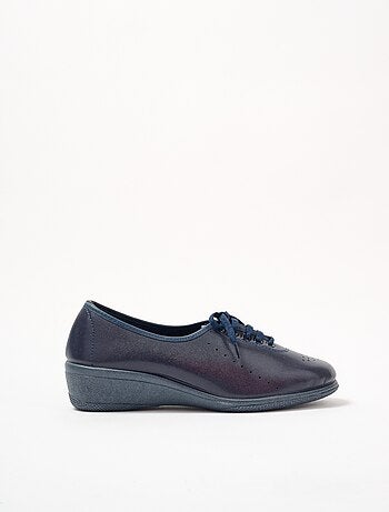 Derbies compensées grande largeur lacées cuir