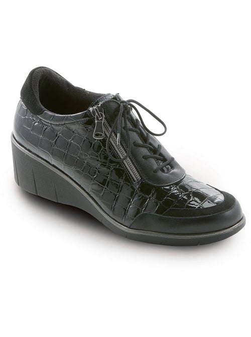 Derbies compensés cuir, lacets et zip - Afibel - Kiabi